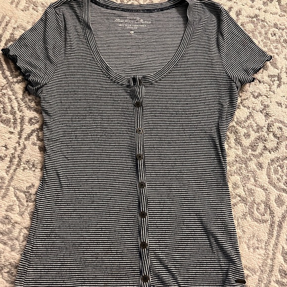 Hollister Blue and White Striped Shirt with Buttons - Picture 1 of 5